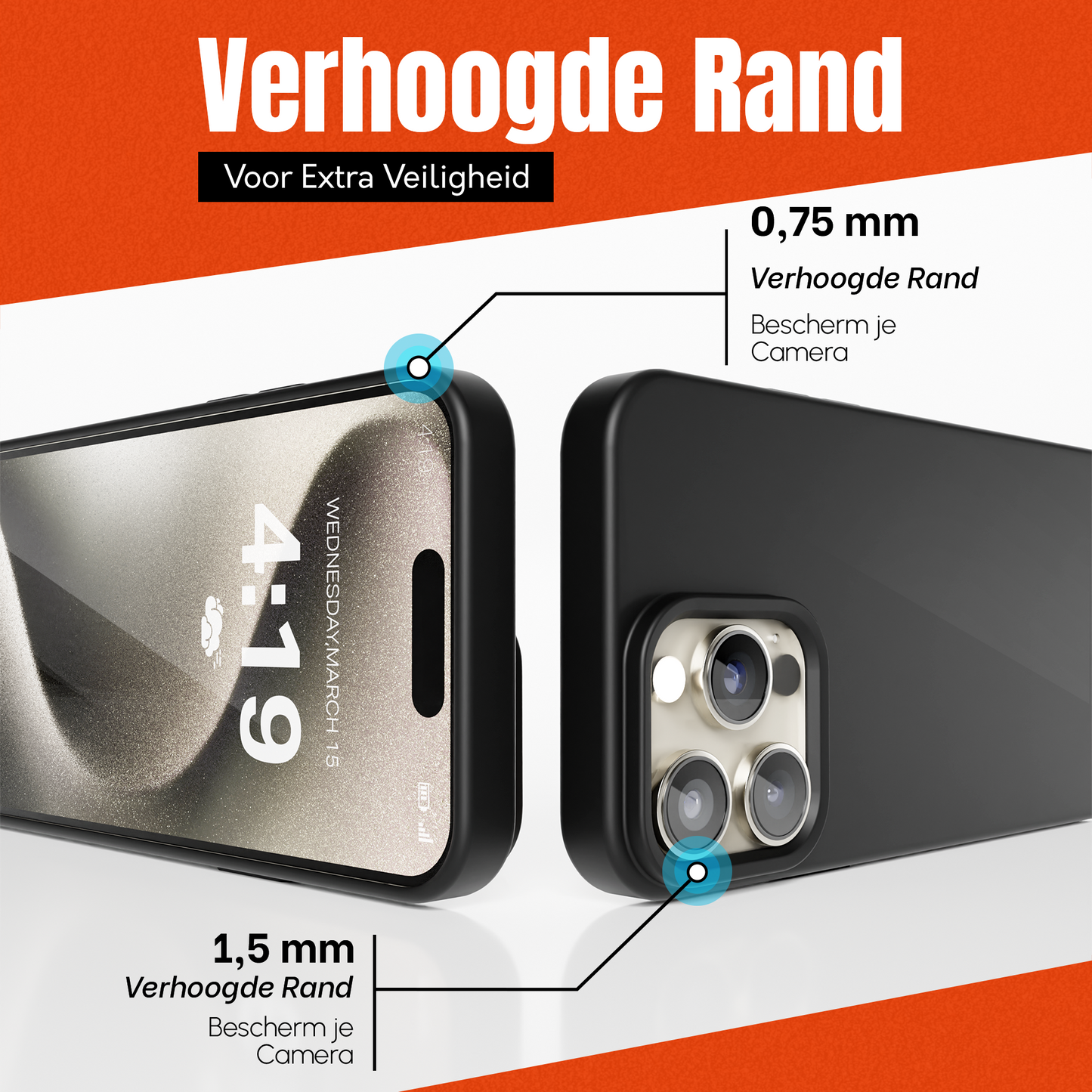 My Case Zwarte Siliconen Hoes voor iPhone 15 Pro Max – Slank Maar Beschermend
