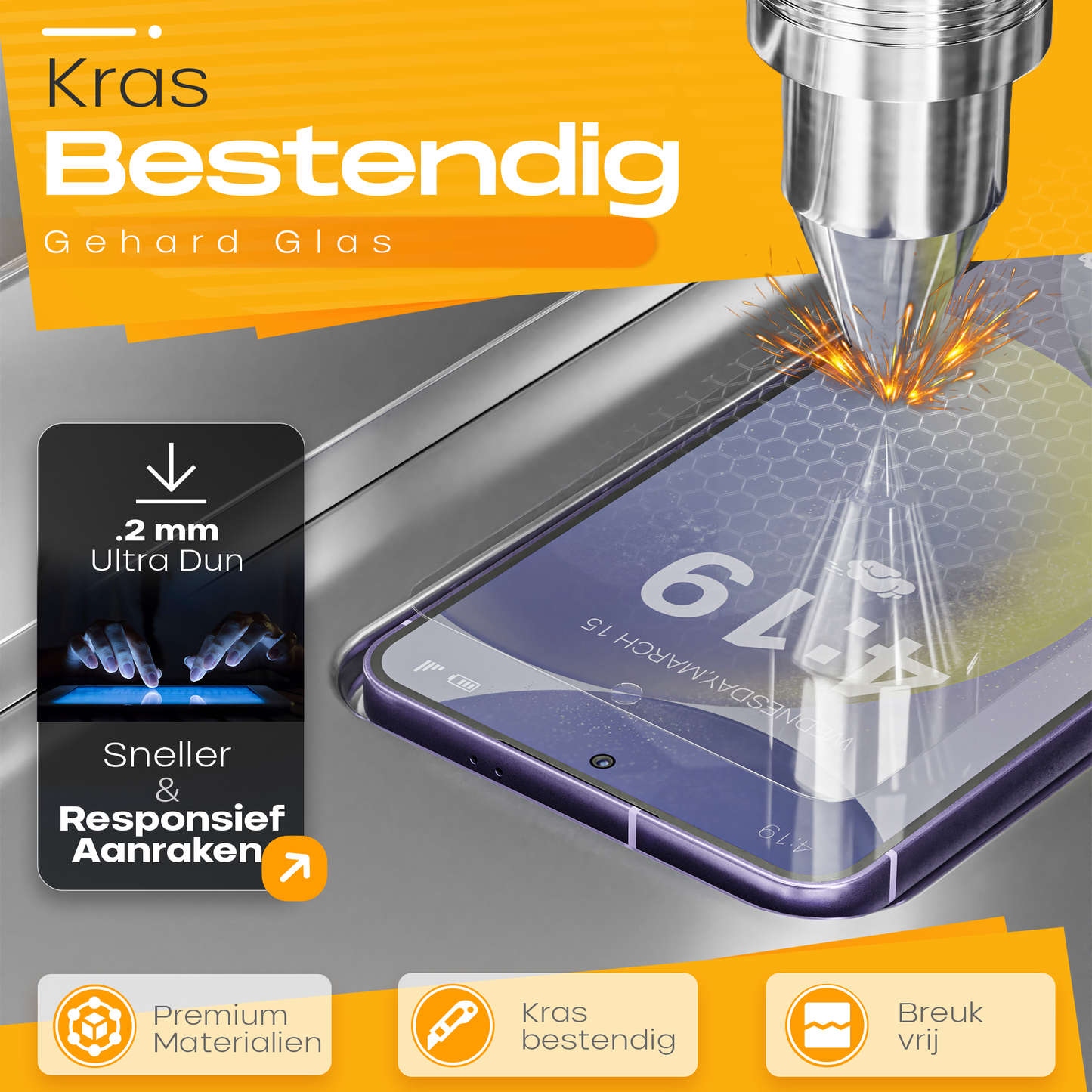 Solutionss4 Screenprotector voor Samsung Galaxy S24  – Case Vriendelijk
