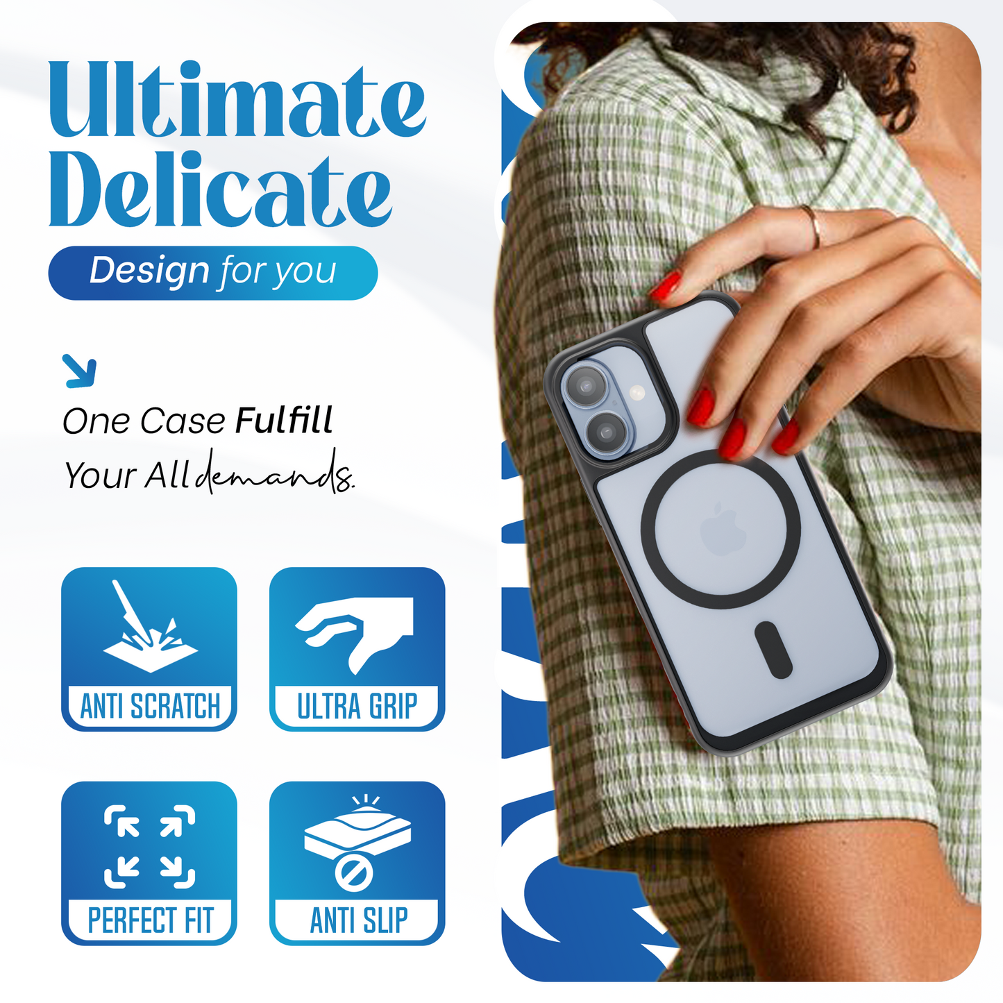 Reovo - Hoesje geschikt voor iPhone 17- Zwart - Transparant - geschikt voor MagSafe - Anti-slip case