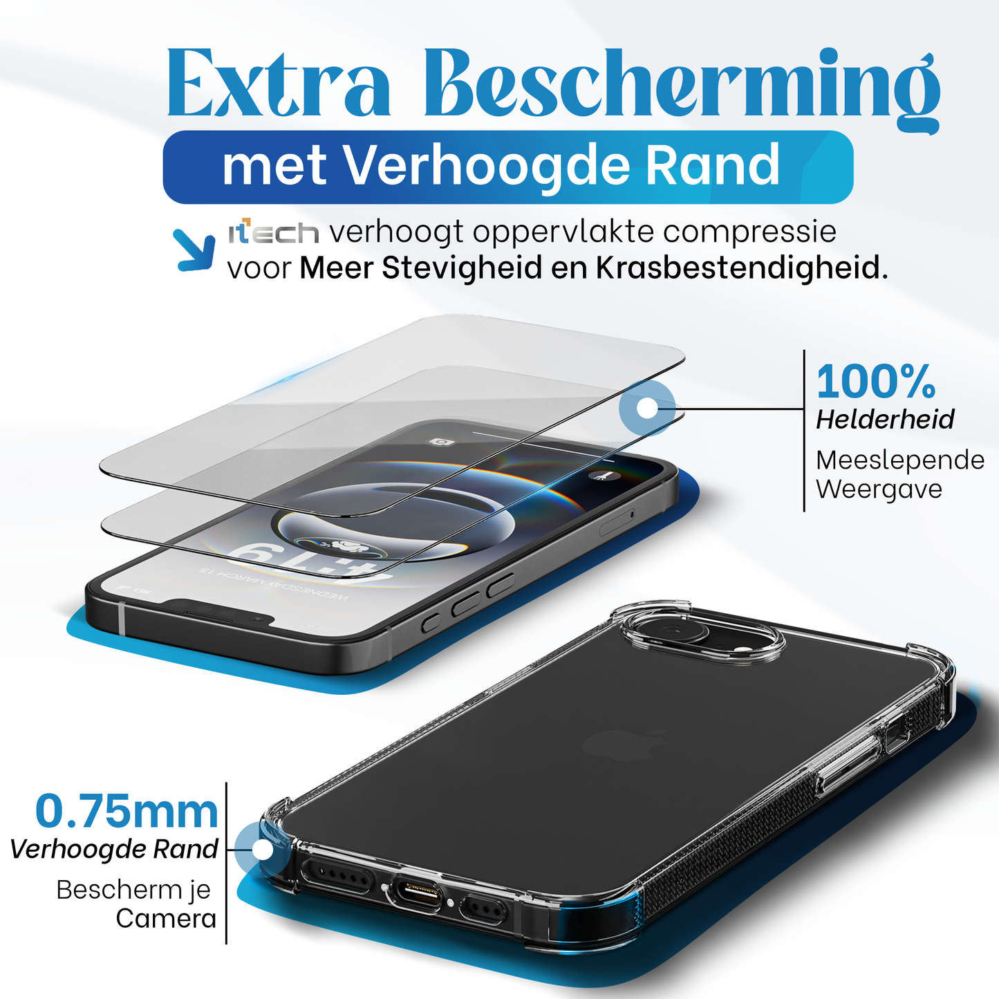 iPhone 16e Hoesje – Transparante Siliconen Shockproof Soft Case