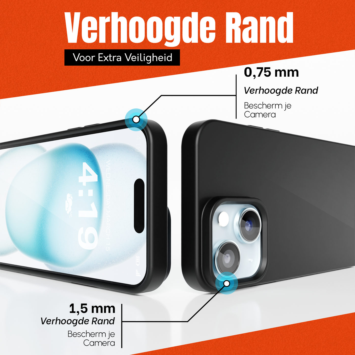 My Case Zwarte Siliconen Hoes voor iPhone 15 – Slank Maar Beschermend