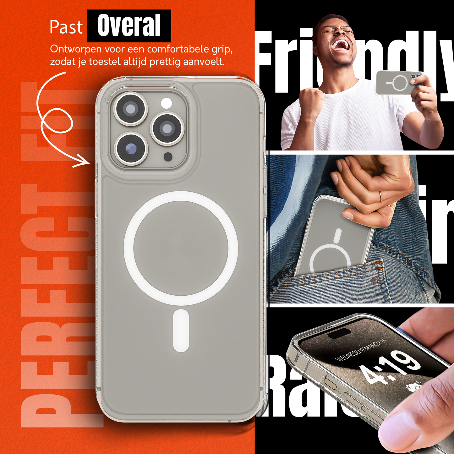 My Case Transparant MagSafe Hoesje voor iPhone 15 Pro – Slank, Sterk & MagSafe-Klaar