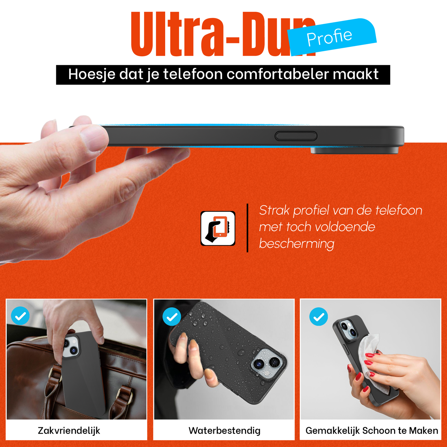 My Case Zwarte Siliconen Hoes voor iPhone 15 – Slank Maar Beschermend