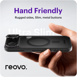 Reovo - Hoesje Geschikt voor iPhone 17 Air - Camera standaard - Geschikt voor MagSafe - Zwart - anti-val technologie