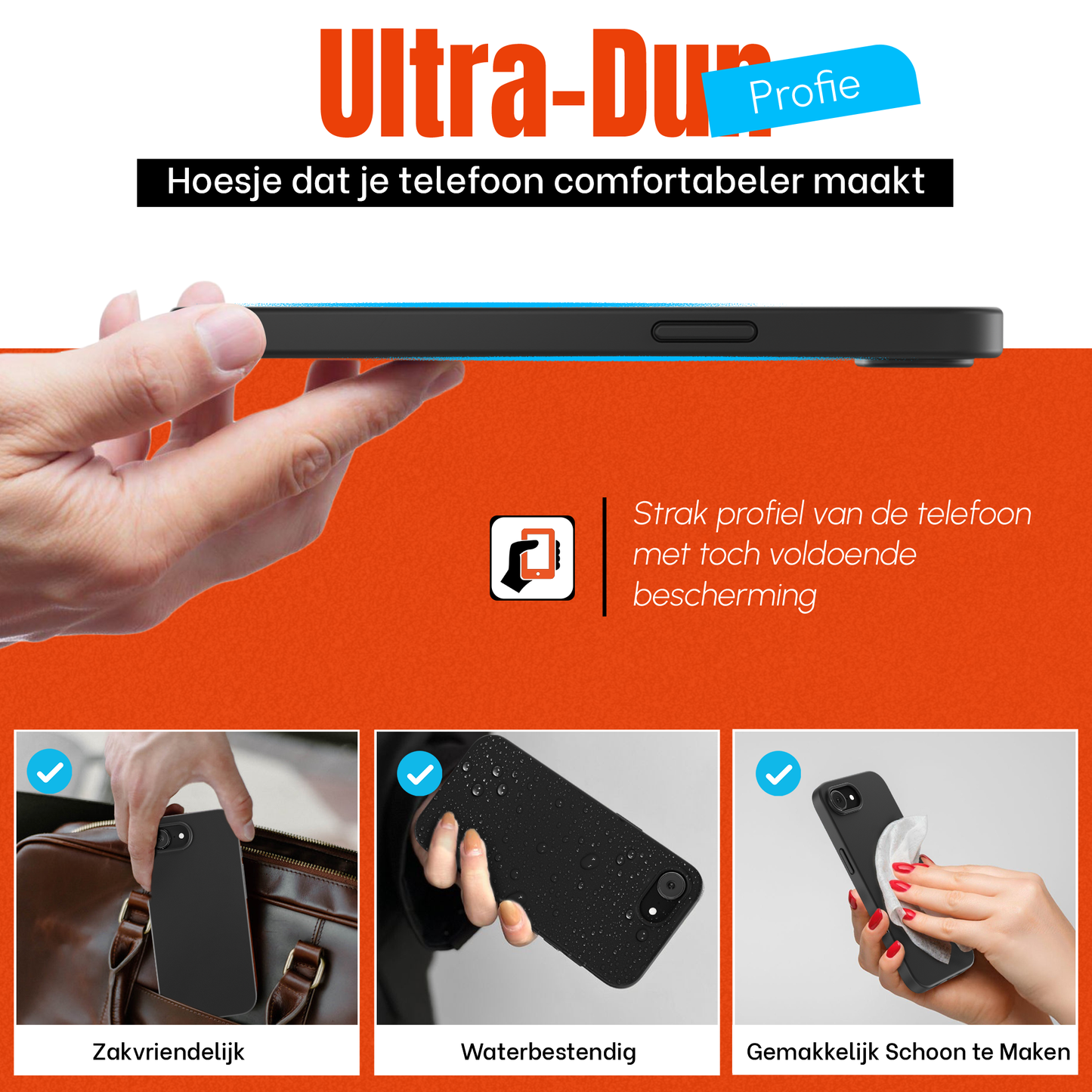 My Case Zwarte Siliconen Hoes voor iPhone 16e – Slank Maar Beschermend