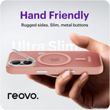Reovo - Hoesje Geschikt voor iPhone 17 - Camera standaard - Geschikt voor MagSafe - Roze - anti-val technologie