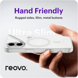 Reovo - Hoesje Geschikt voor iPhone 17 - Camera standaard - Geschikt voor MagSafe - Transparant - anti-val technologie