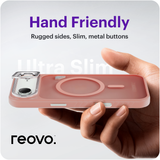 Reovo - Hoesje Geschikt voor iPhone 17 Air - Camera standaard - Geschikt voor MagSafe - Roze - anti-val technologie