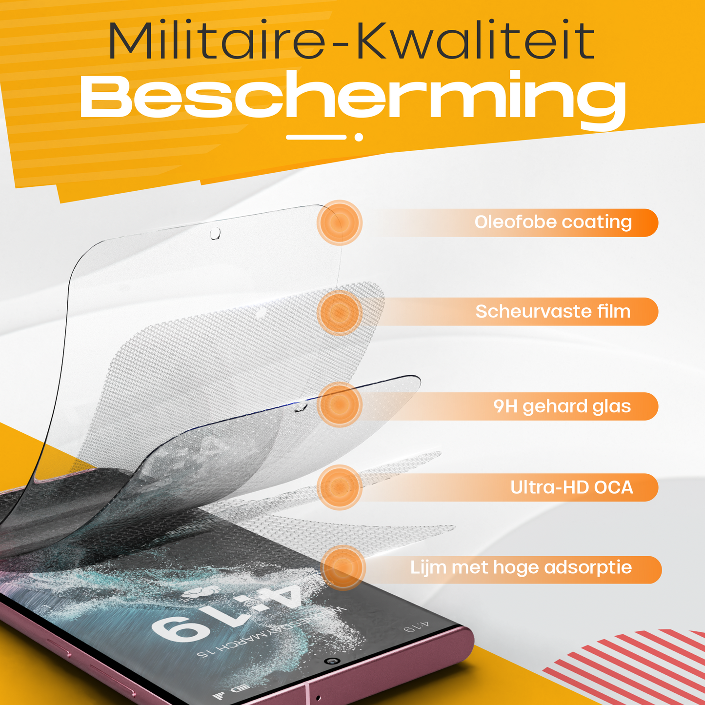 Solutionss4 Screenprotector voor Samsung Galaxy S22 Ultra – Case Vriendelijk