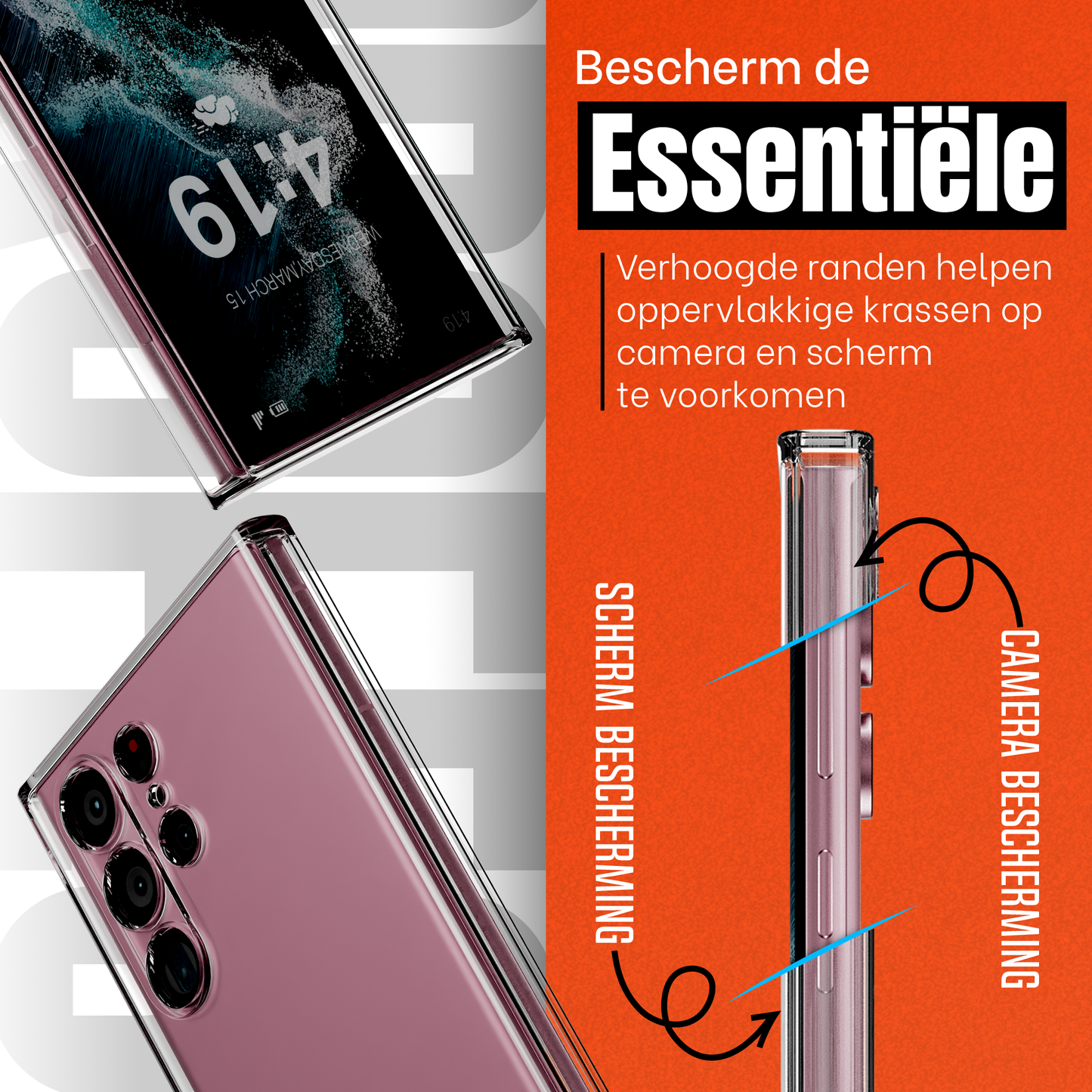 My Case Transparante Hoes voor Samsung Galaxy S22 Ultra – Langdurig Helder