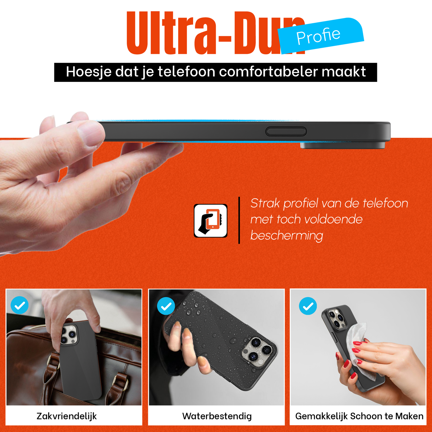 My Case Zwarte Siliconen Hoes voor iPhone 15 Pro Max – Slank Maar Beschermend