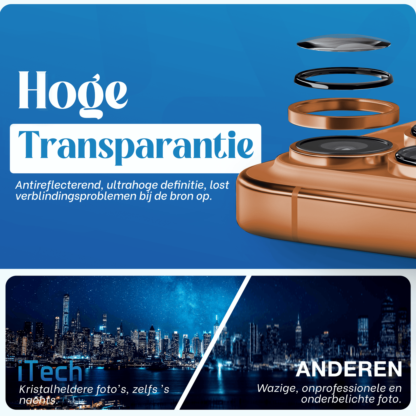 REOVO Camera Protector – Geschikt voor iPhone 17 Pro - 0.05mm Slim Fit – Oranje -Titanium Frame – Anti-Kras & Schokbestendig