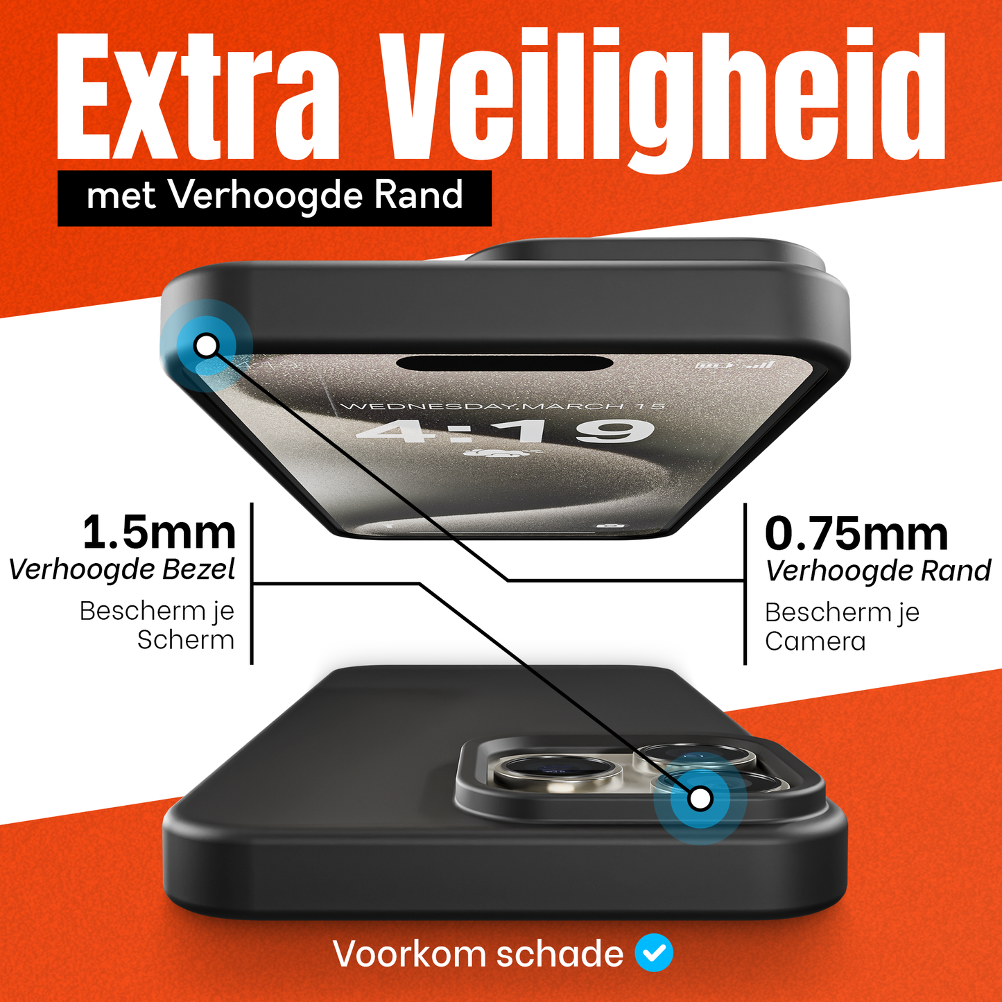 My Case Combo: Zwarte Siliconen Hoes met 2 Screenprotectors voor iPhone 15 Pro Max – Extra Veiligheid