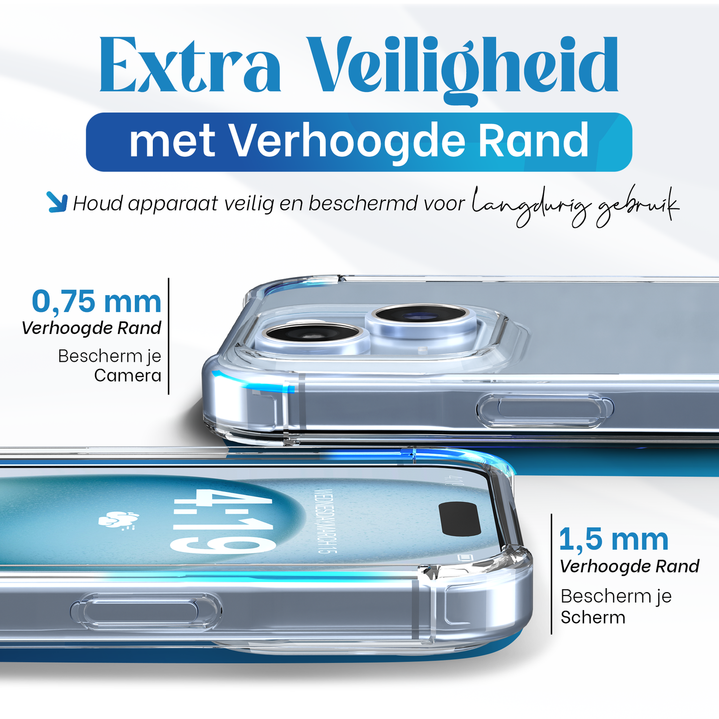 iTech Bumper Hoesje voor iPhone 15 – Slank, Schokbestendig & Beschermend