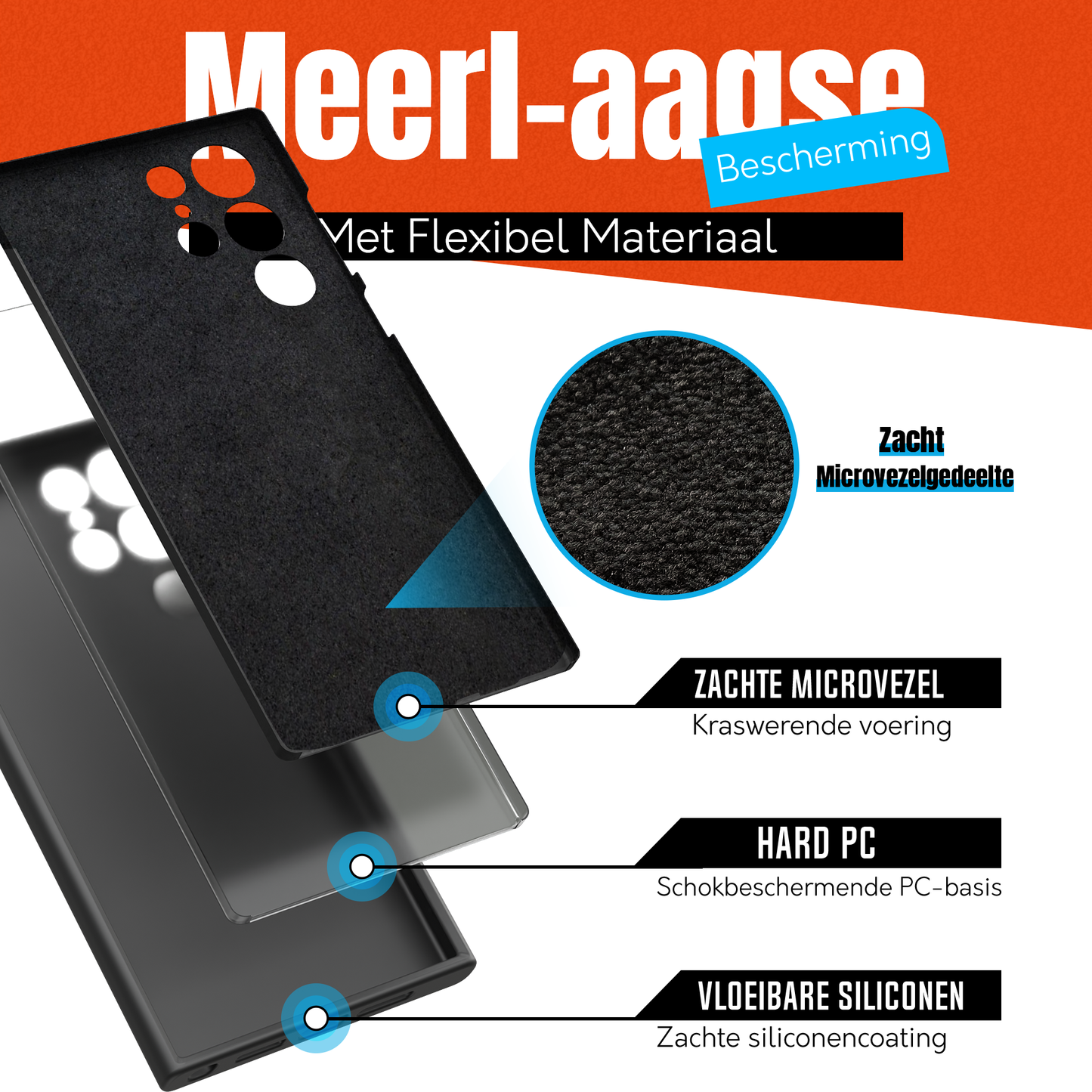 My Case Zwarte Siliconen Hoes voor Samsung Galaxy S22 Ultra – Slank Maar Beschermend