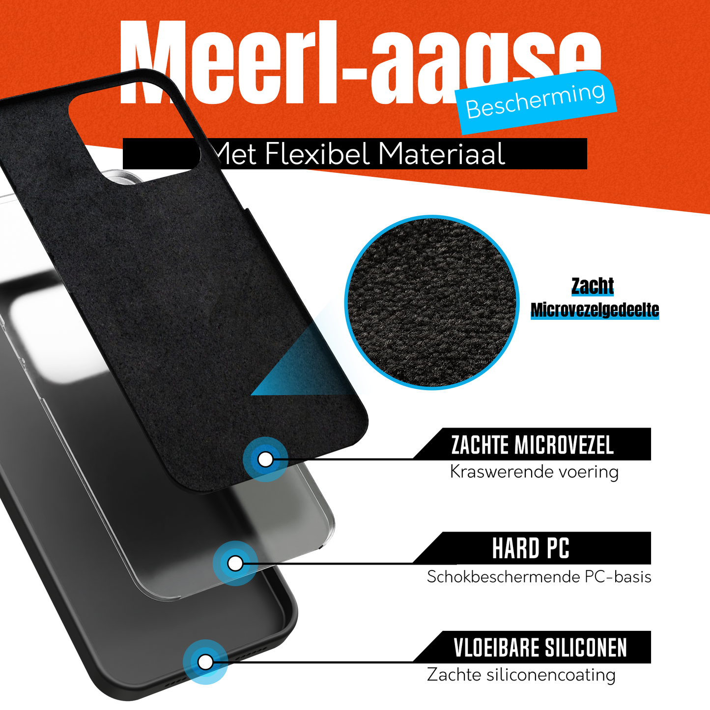 My Case Zwarte Siliconen Hoes voor iPhone 15 – Slank Maar Beschermend