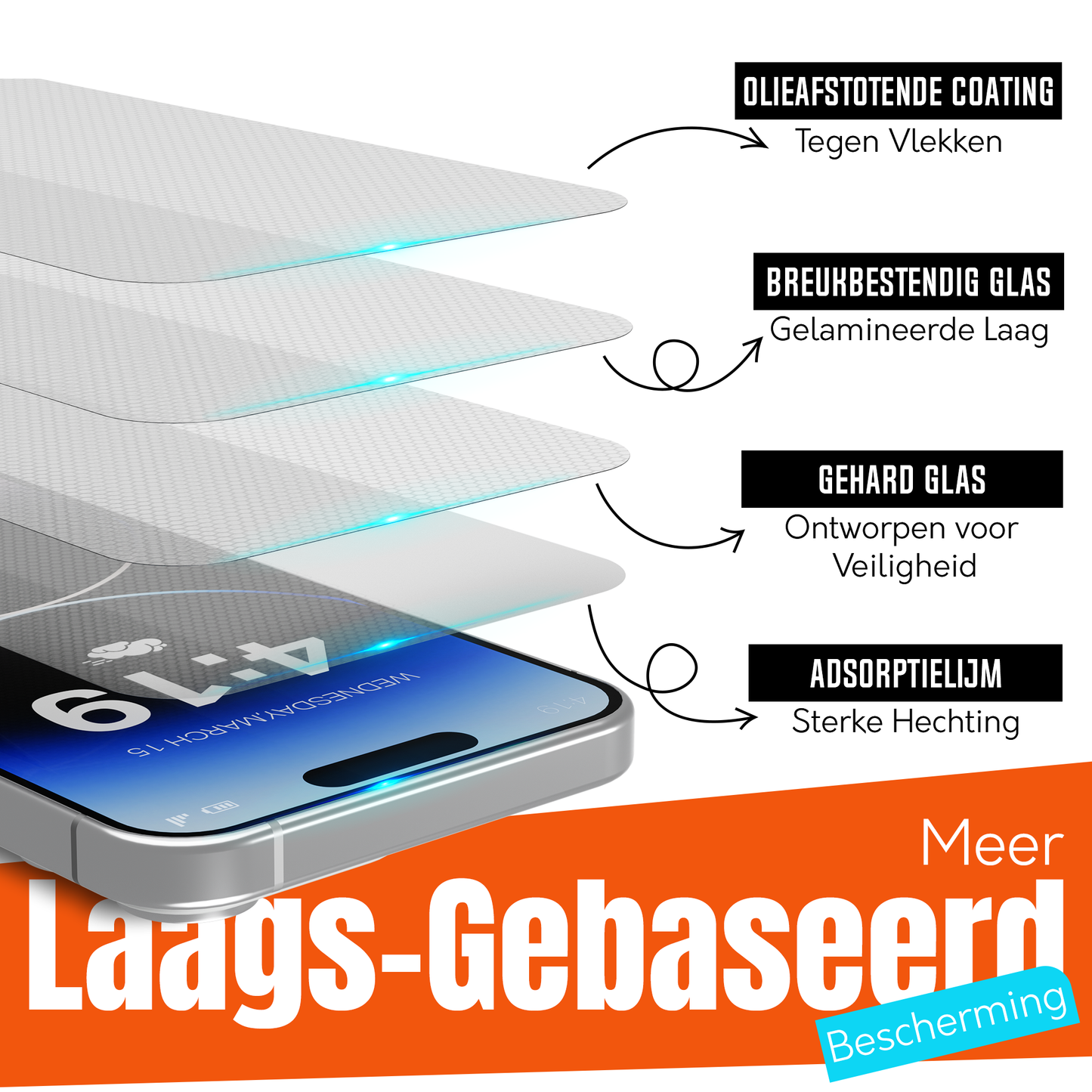 My Case Gehard Glas Screenprotector voor iPhone 14 Pro