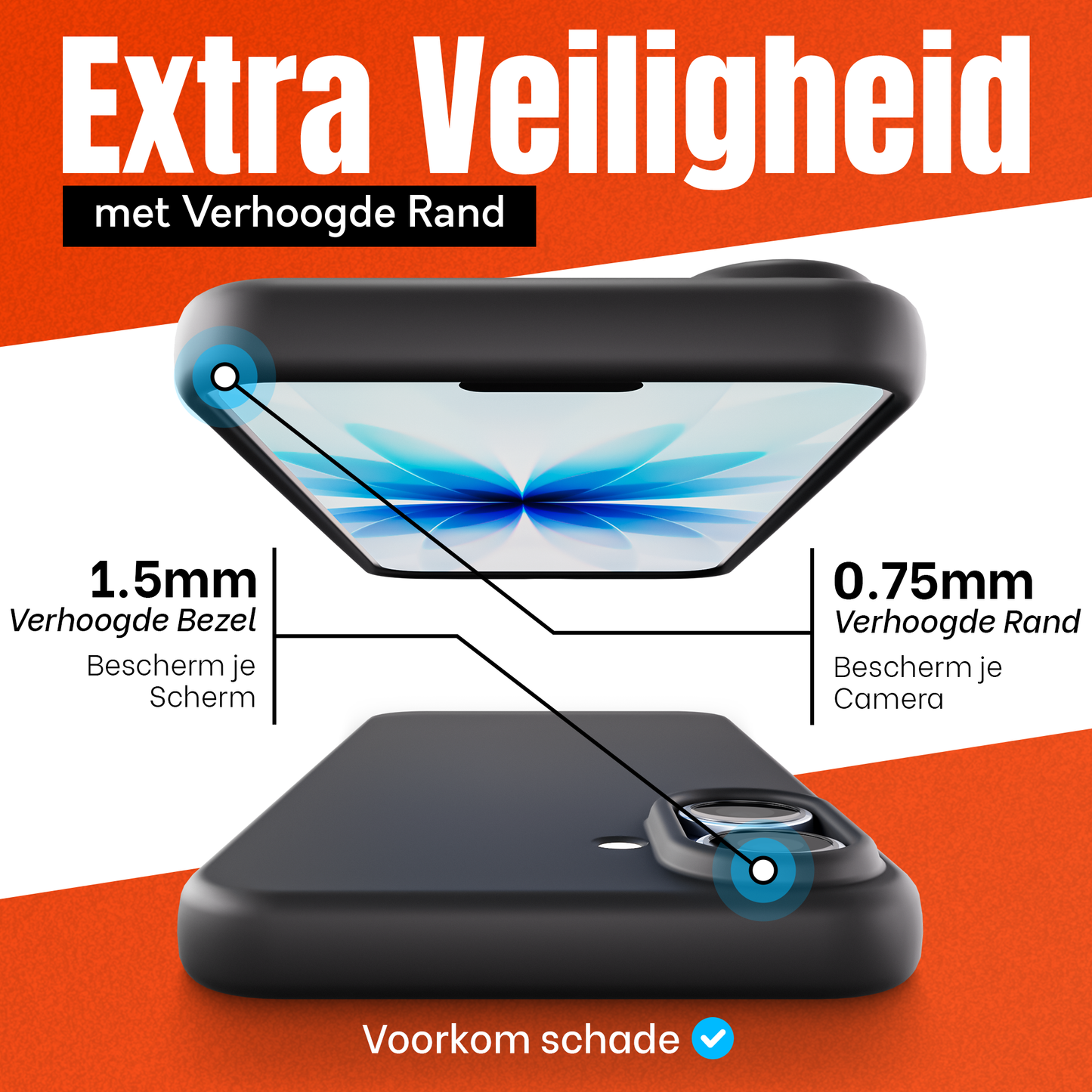 iPhone 17 hoesje Zwart - screen protector