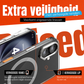 iPhone 16 Hoesje – Transparant MagSafe Case met Metalen Stand & Oranje Button