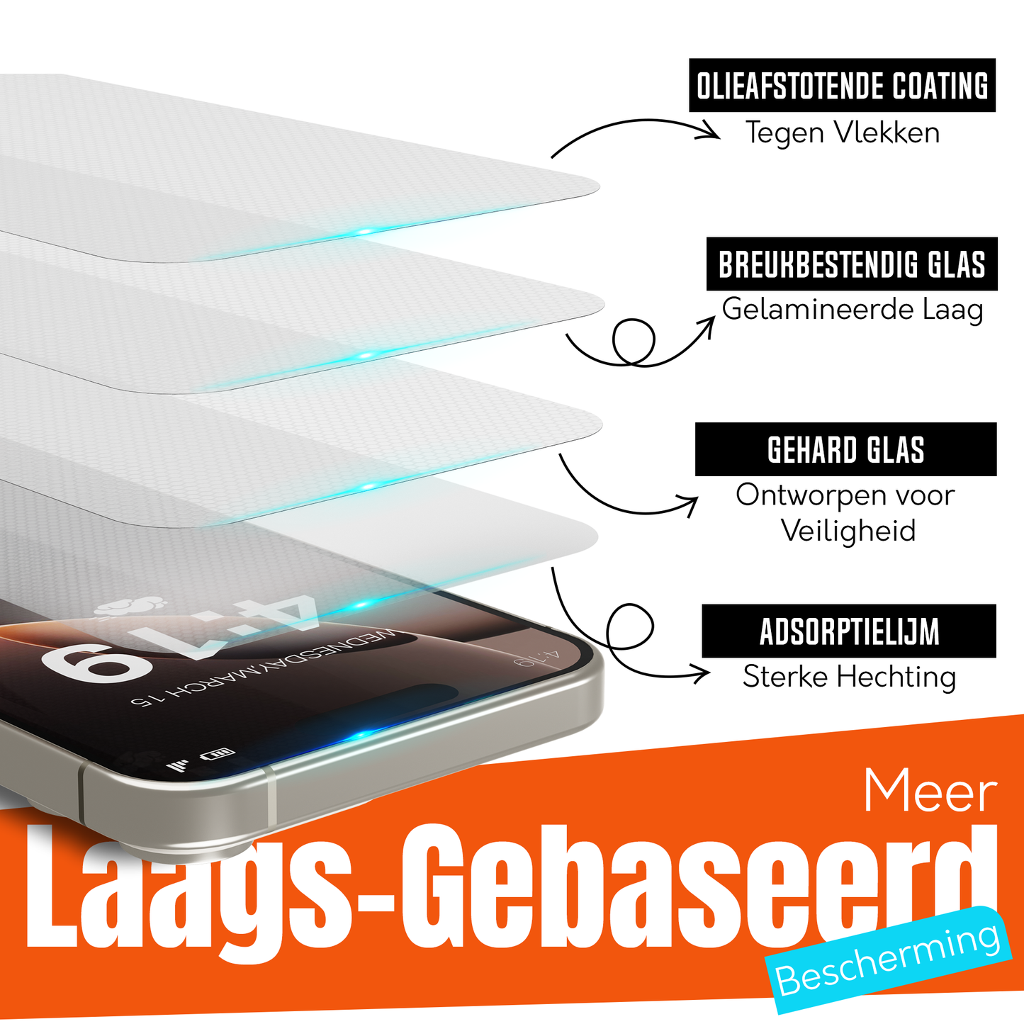 iTech Gehard Glas Screenprotector voor iPhone 16 Pro