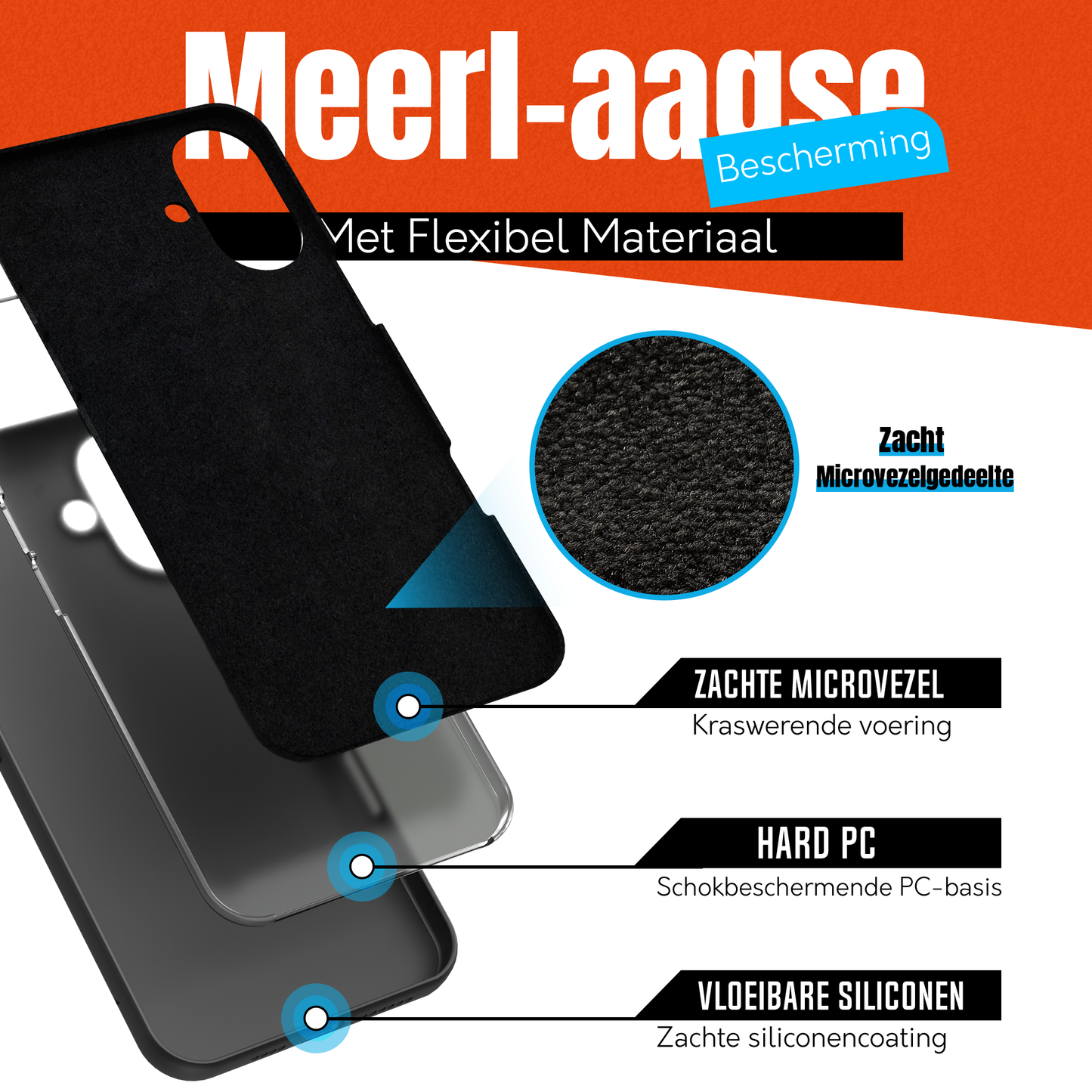 My Case Zwarte Siliconen Hoes voor iPhone 16 Plus – Slank Maar Beschermend