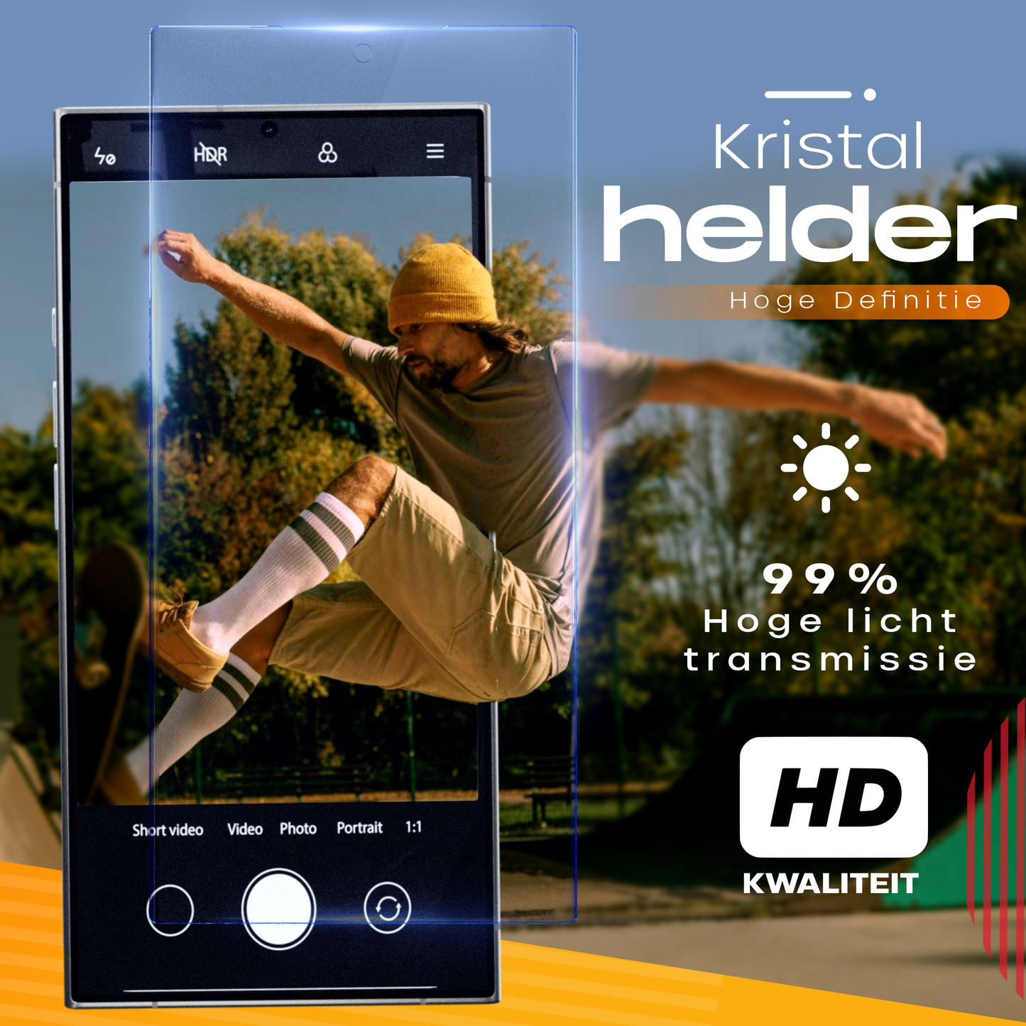 Solutionss4 Screenprotector voor Samsung Galaxy S22 Ultra – Case Vriendelijk