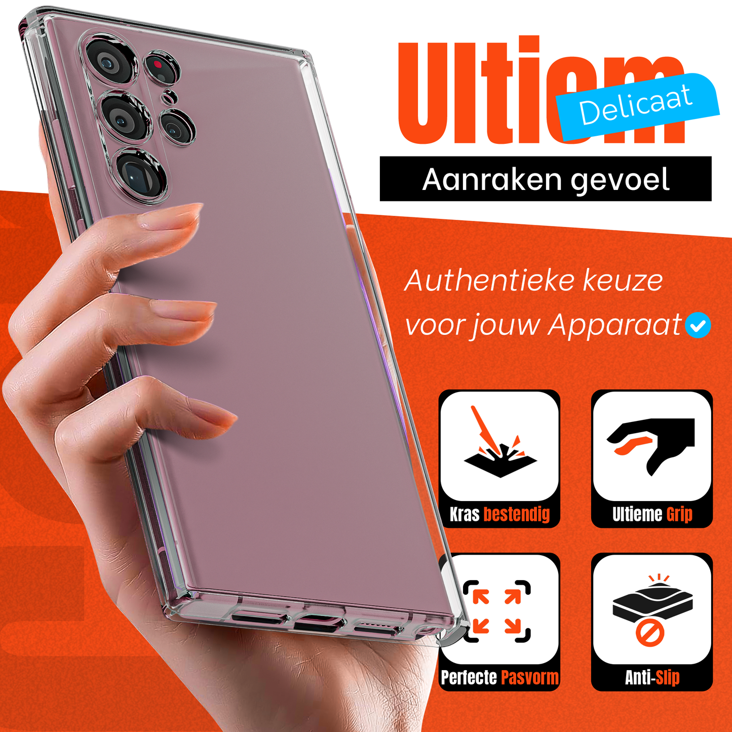 My Case Transparante Hoes voor Samsung Galaxy S22 Ultra – Langdurig Helder