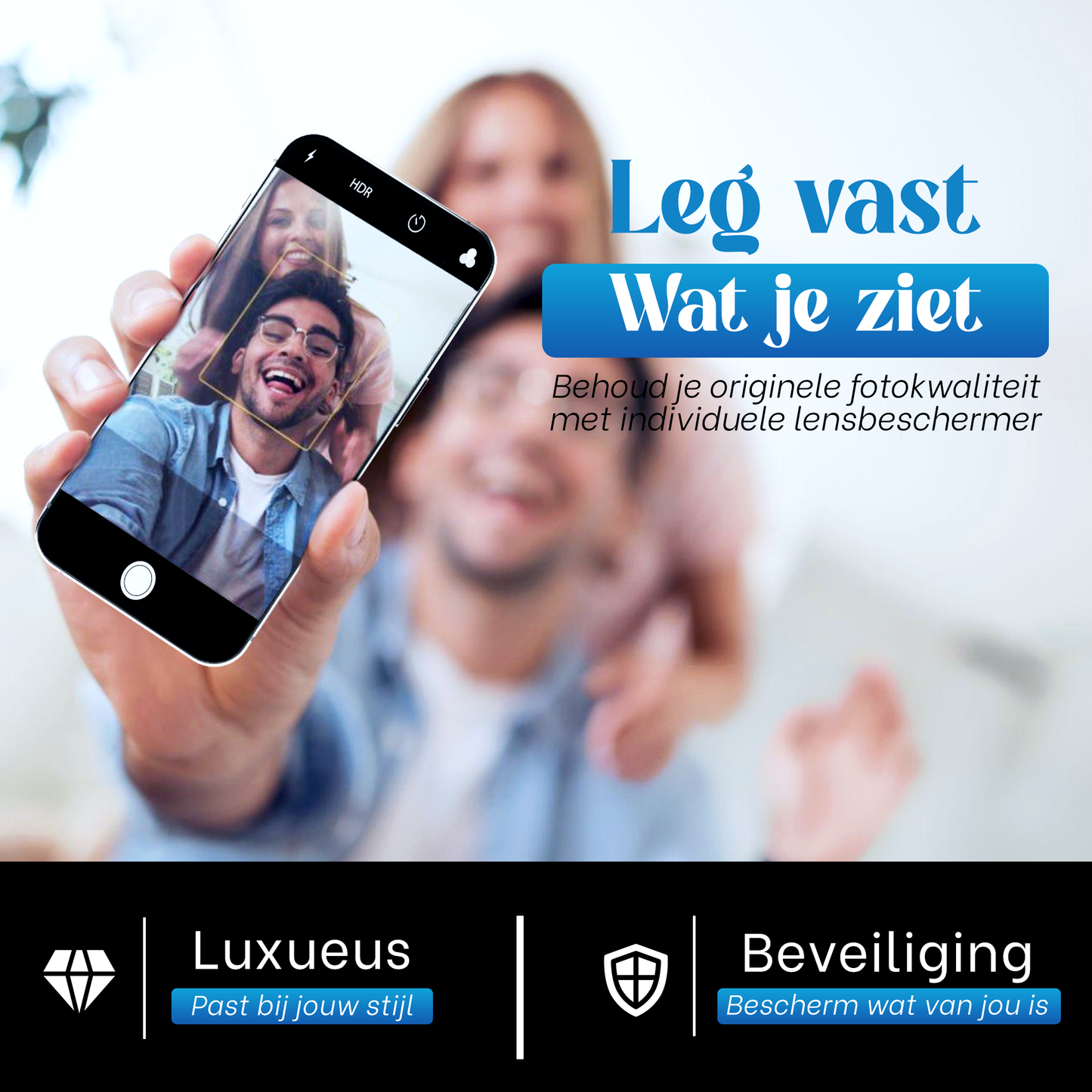 REOVO Camera Protector – Geschikt voor iPhone 17 Pro - 0.05mm Slim Fit – Diep Blauw -Titanium Frame – Anti-Kras & Schokbestendig