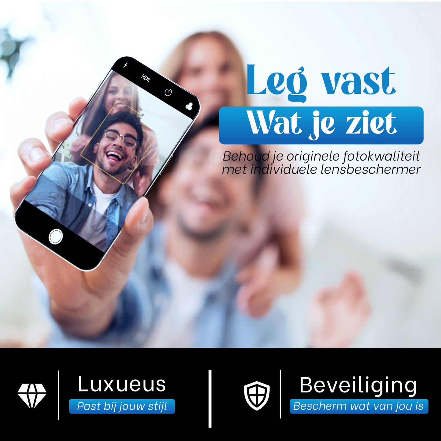 REOVO Camera Protector – Geschikt voor iPhone AIR - 0.05mm Slim Fit – Space Zwart -Titanium Frame – Anti-Kras & Schokbestendig