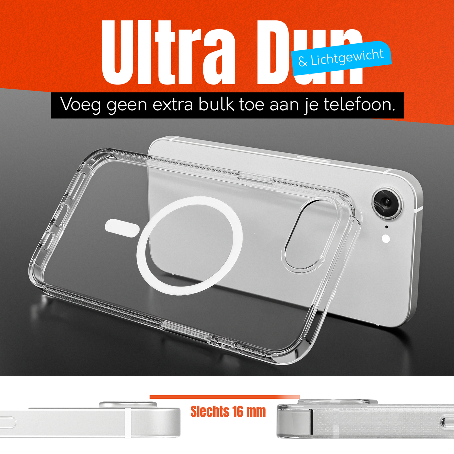 My Case Transparant MagSafe Hoesje voor iPhone 16e – Slank, Sterk & MagSafe-Klaar