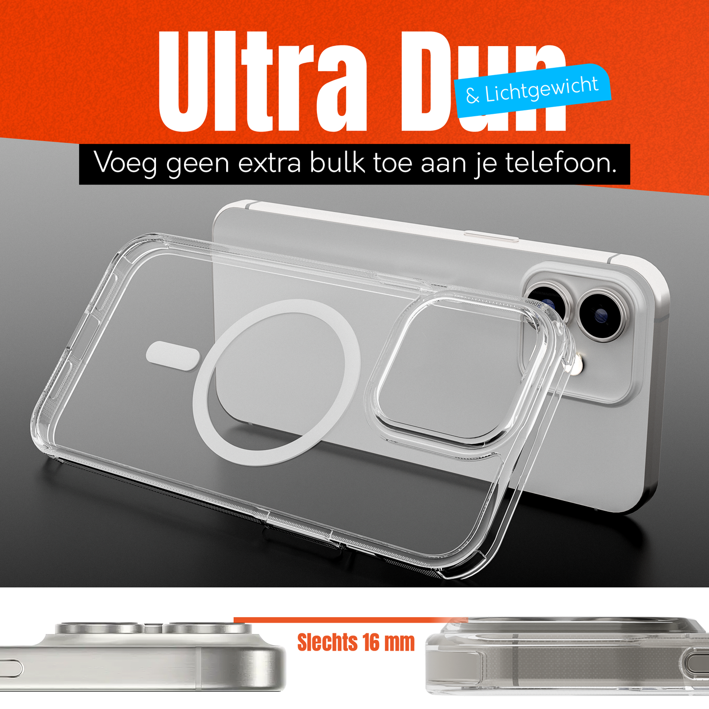My Case Transparant MagSafe Hoesje voor iPhone 12/12 Pro – Slank, Sterk & MagSafe-Klaar