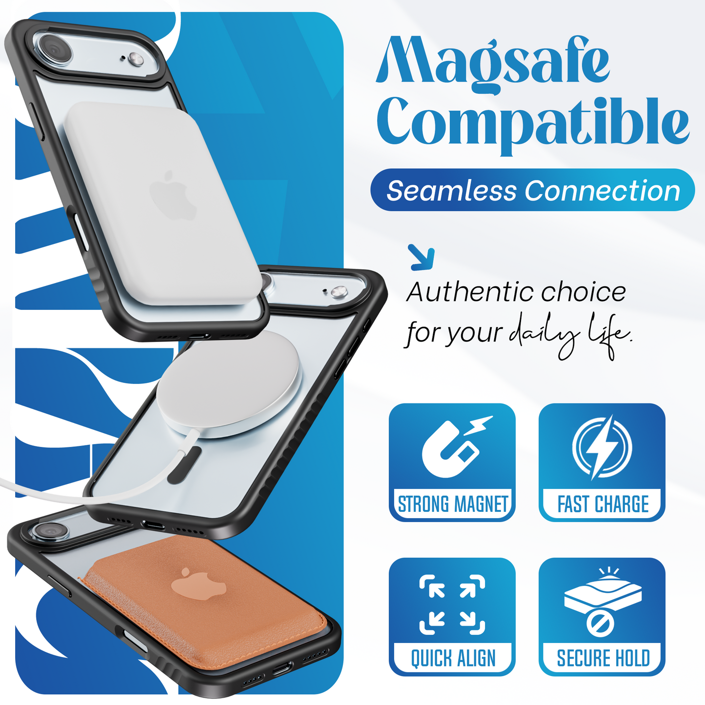 Reovo - Hoesje geschikt voor iPhone Air - Zwart - Transparant - geschikt voor MagSafe - Anti-slip case