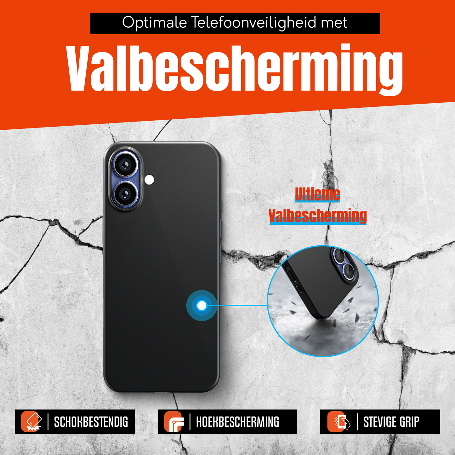 My Case Zwarte Siliconen Hoes voor iPhone 16 Plus – Slank Maar Beschermend