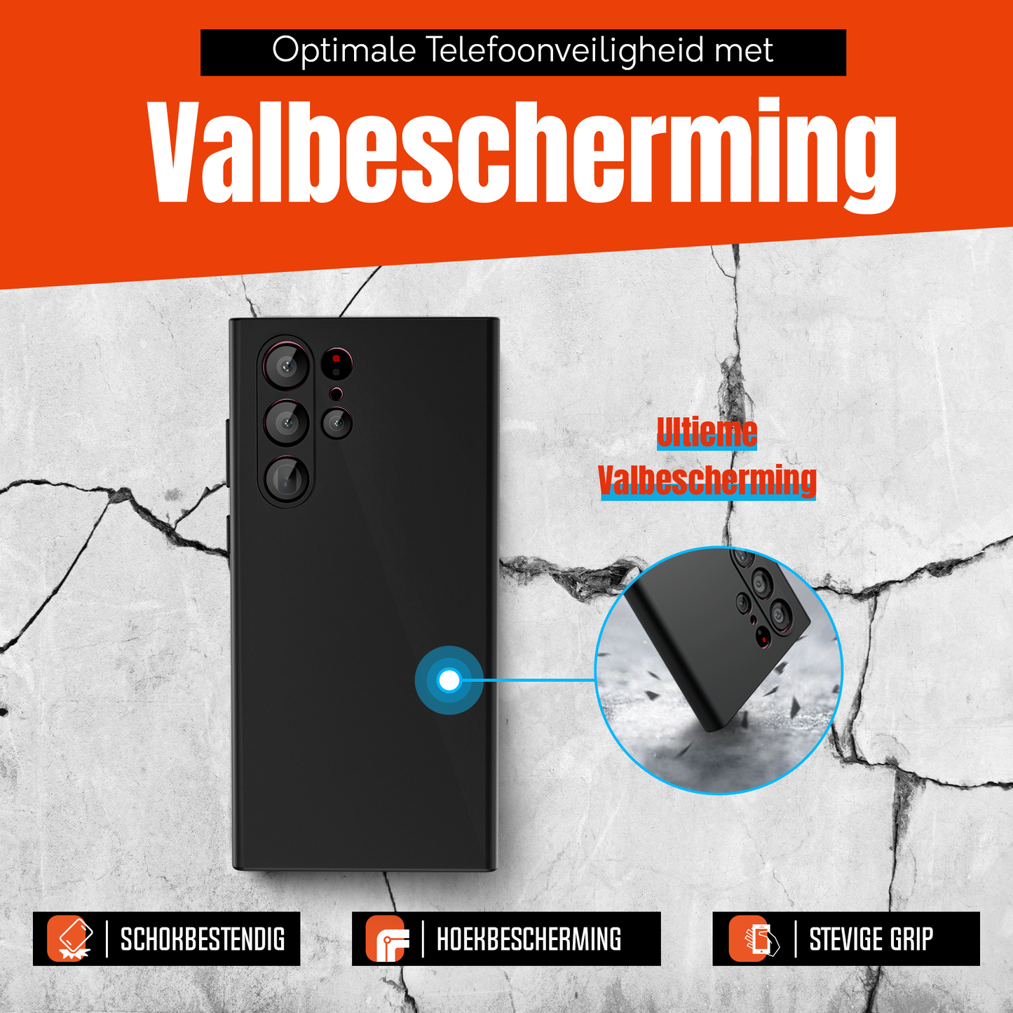 My Case Zwarte Siliconen Hoes voor Samsung Galaxy S22 Ultra – Slank Maar Beschermend
