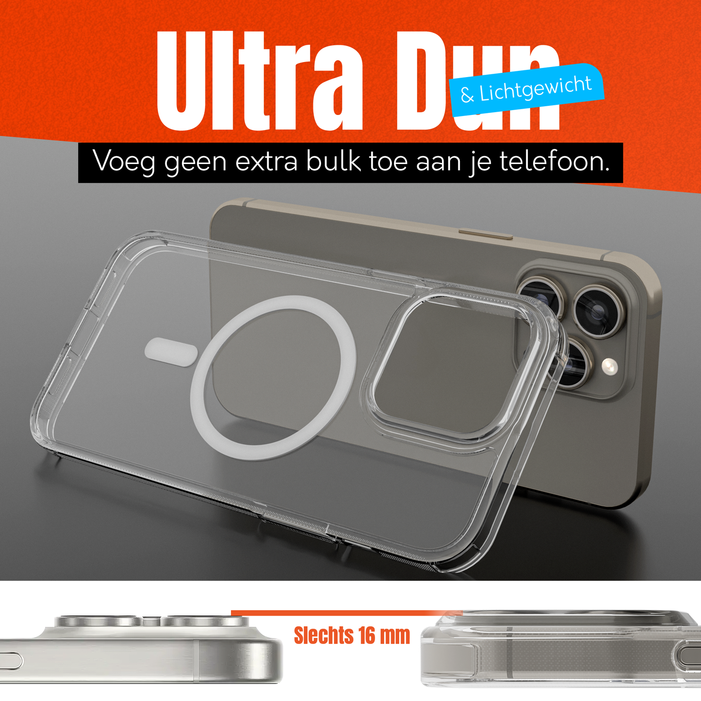 My Case Transparant MagSafe Hoesje voor iPhone 16 Pro – Slank, Sterk & MagSafe-Klaar