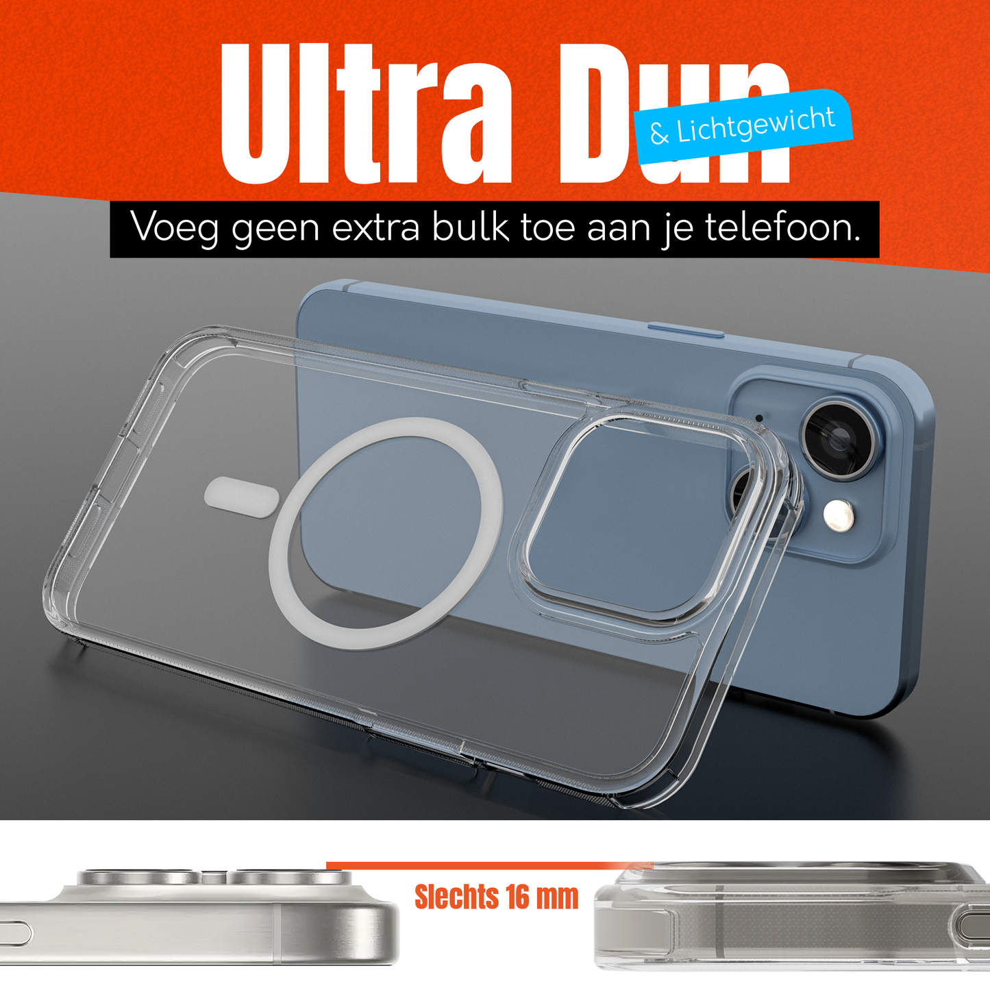 My Case Transparant MagSafe Hoesje voor iPhone 14 – Slank, Sterk & MagSafe-Klaar