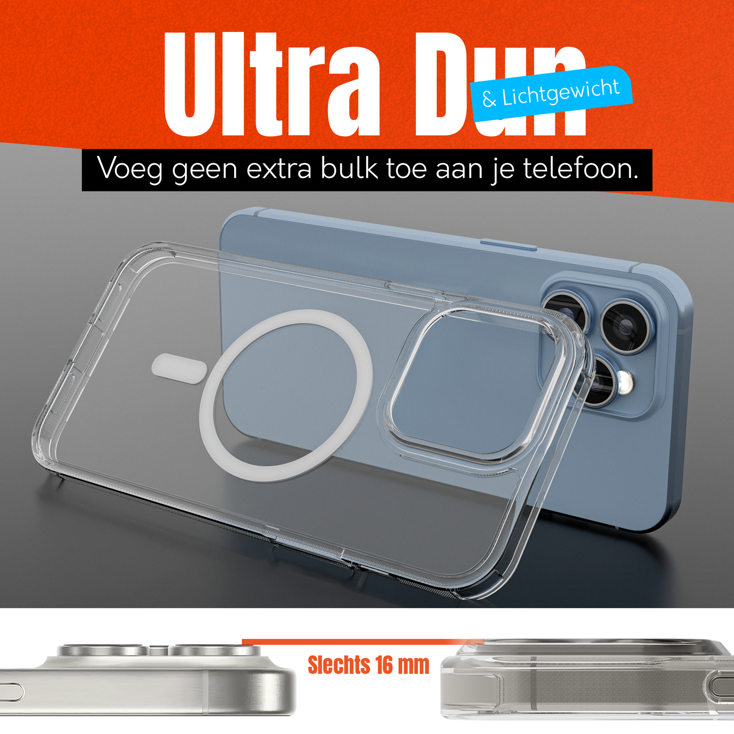 My Case Transparant MagSafe Hoesje voor iPhone 13 Pro – Slank, Sterk & MagSafe-Klaar