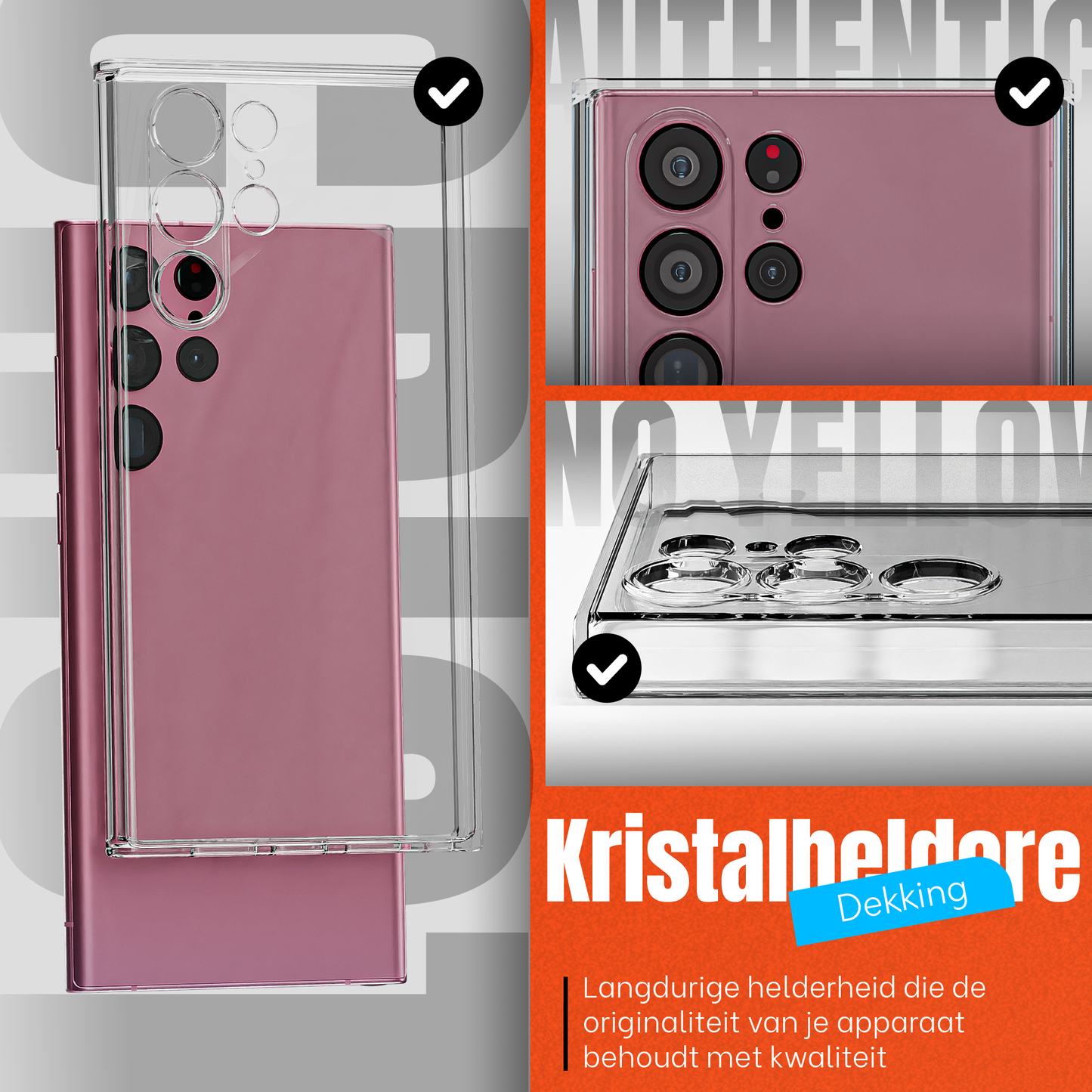 My Case Transparante Hoes voor Samsung Galaxy S22 Ultra – Langdurig Helder