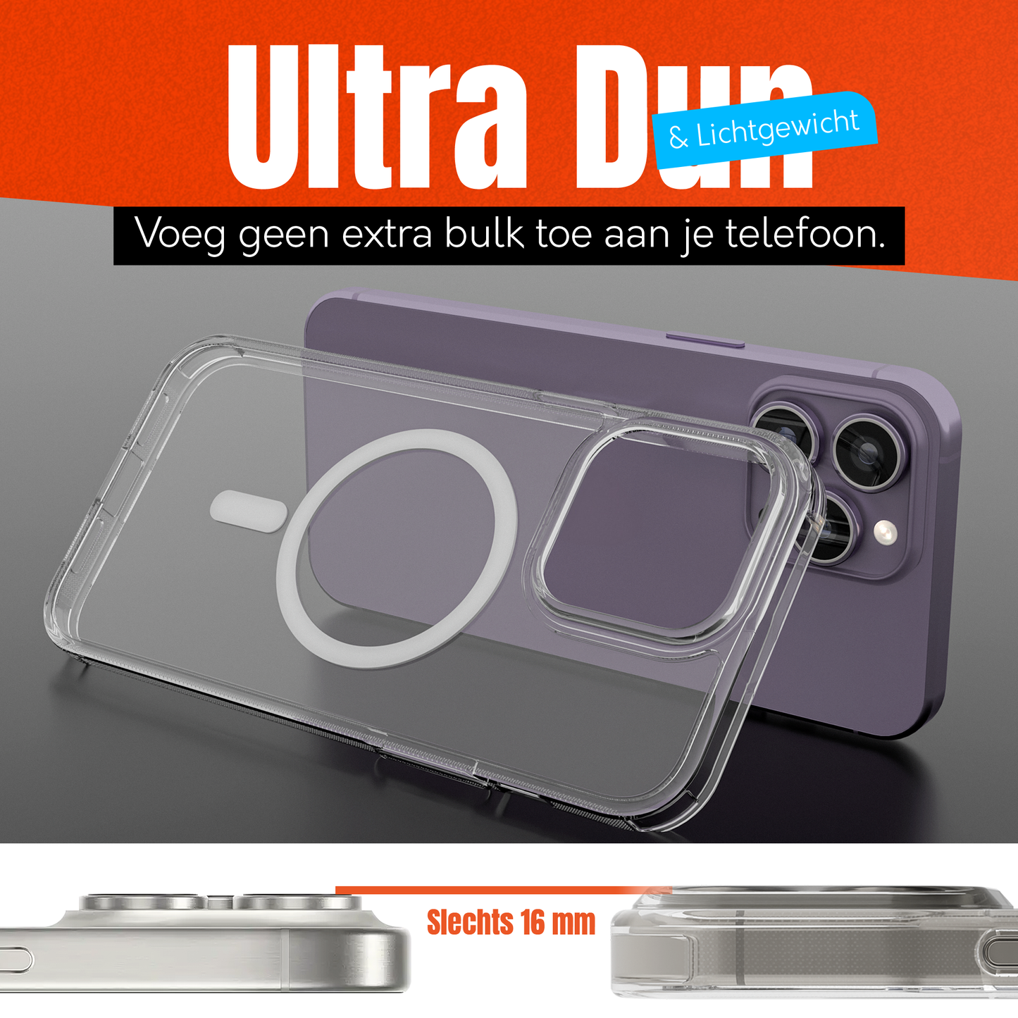 My Case Transparant MagSafe Hoesje voor iPhone 14 Pro – Slank, Sterk & MagSafe-Klaar