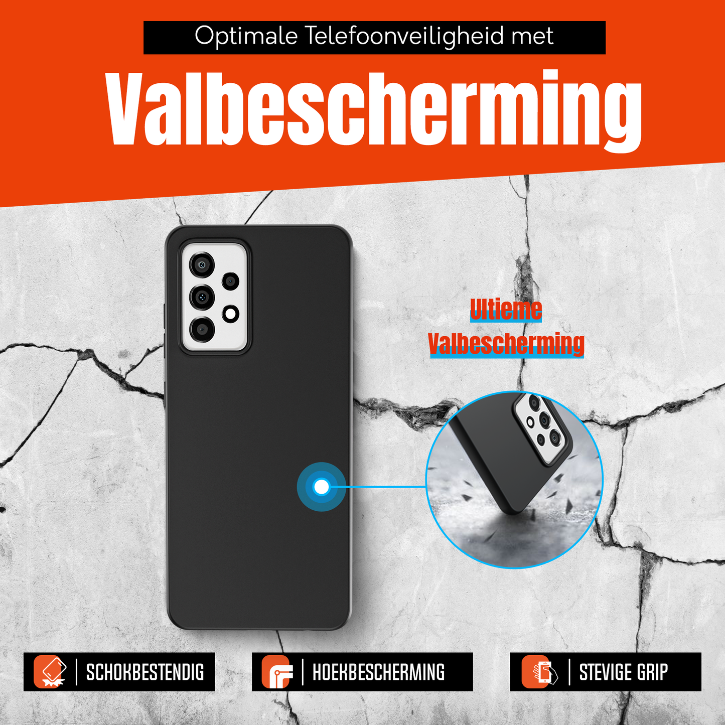 My Case Zwarte Siliconen Hoes voor Samsung Galaxy A52 – Slank Maar Beschermend