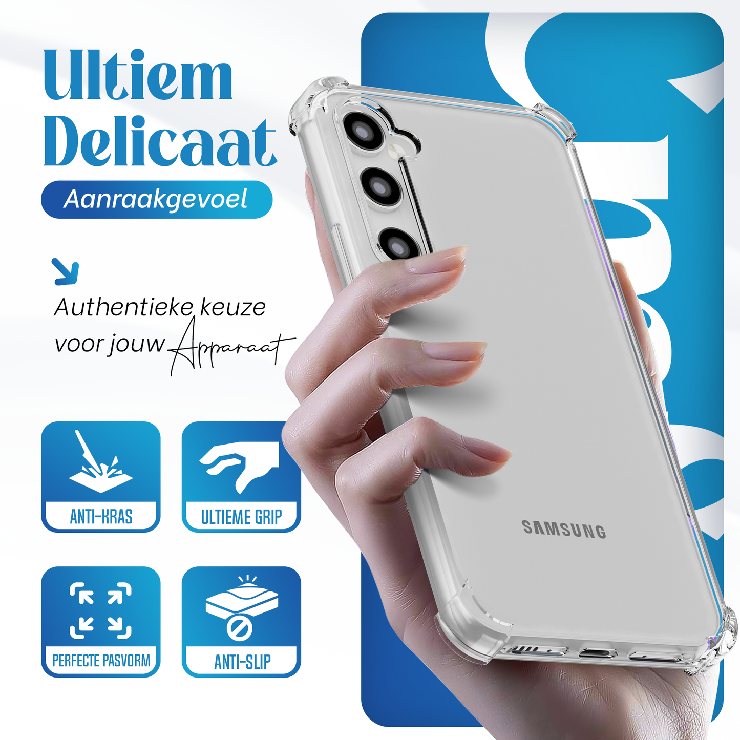 iTech Combo: 2 Screenprotectors & 1 Bumper Hoes voor Samsung Galaxy A54 – 3-in-1 Bescherming