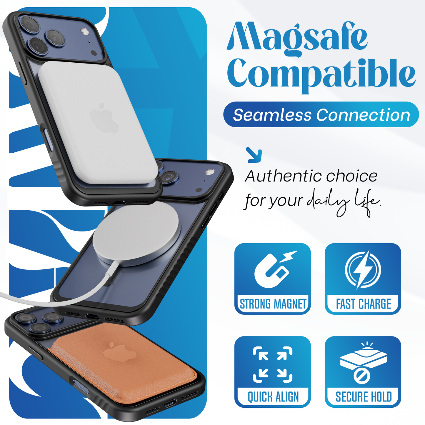 Reovo - Hoesje geschikt voor iPhone 17 Pro Max - Zwart - Transparant - geschikt voor MagSafe - Anti-slip case