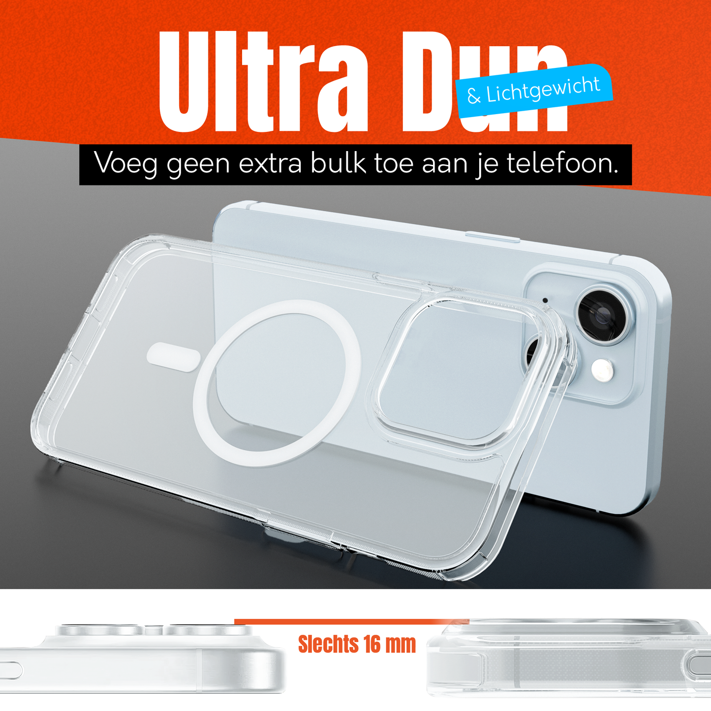 My Case Transparant MagSafe Hoesje voor iPhone 15 – Slank, Sterk & MagSafe-Klaar