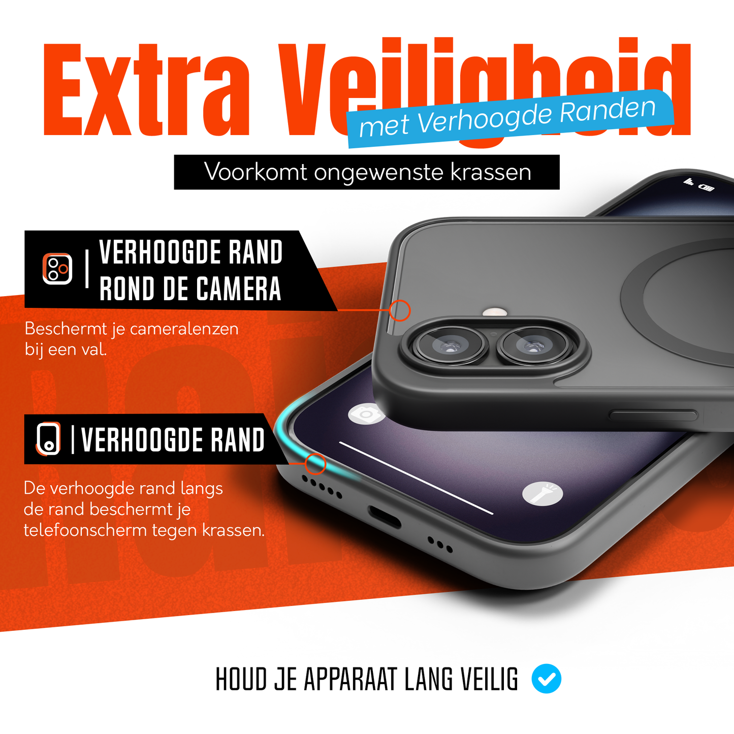 My Case Zwart MagSafe Hoesje voor iPhone 16 Plus – Slank & Sterk Telefoonhoesje