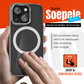 iPhone 15 Hoesje – Transparant MagSafe Case met Metalen Stand & Oranje Button