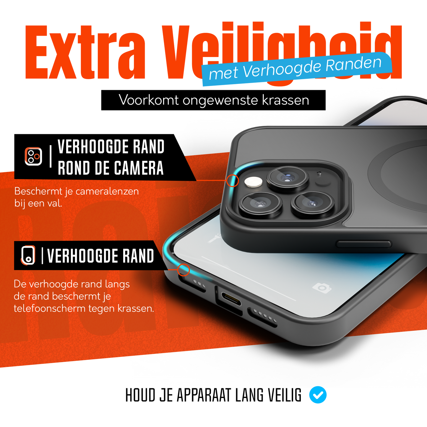 My Case Zwart MagSafe Hoesje geschikt voor iPhone 14 Pro – Slank, Sterk & MagSafe-Klaar
