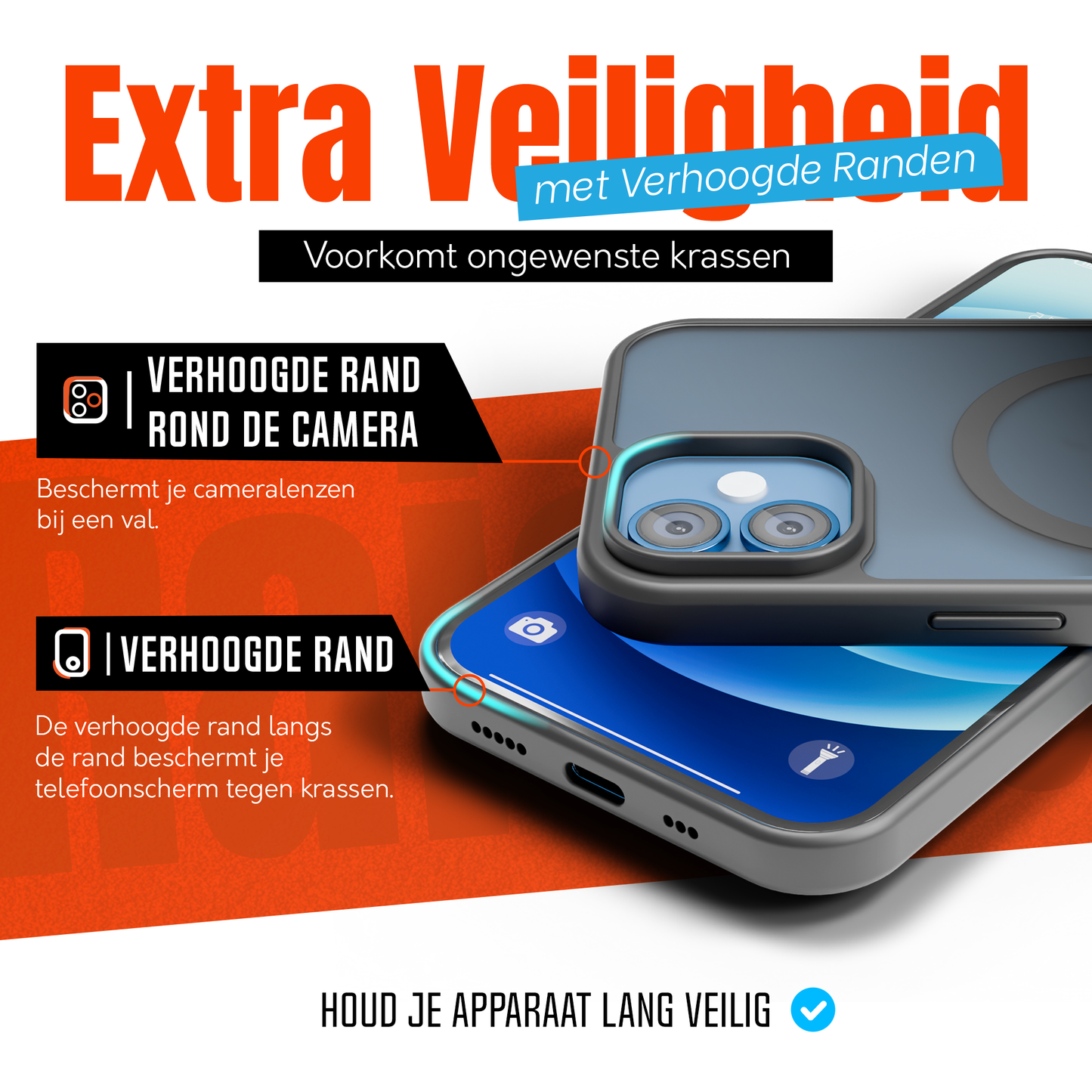 My Case Zwart Hoesje geschikt voor iPhone 12/12 Pro  MagSafe – Slank, Sterk & MagSafe-Klaar
