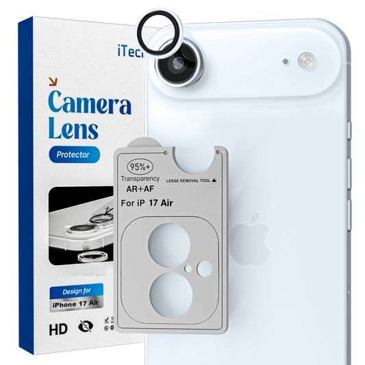 REOVO Camera Protector – Geschikt voor iPhone AIR - 0.05mm Slim Fit – Hemels Blauw -Titanium Frame – Anti-Kras & Schokbestendig