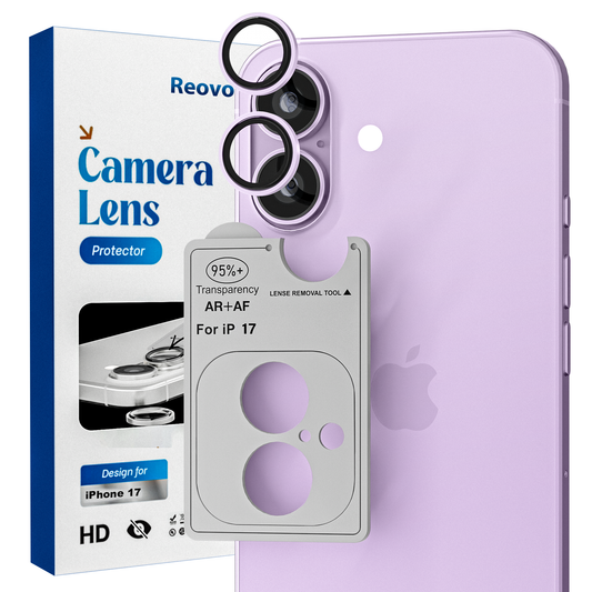 REOVO Camera Protector – Geschikt voor iPhone 17 - 0.05mm Slim Fit – Lavendel paars -Titanium Frame – Anti-Kras & Schokbestendig