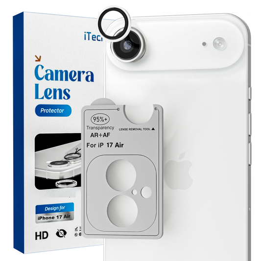 REOVO Camera Protector – Geschikt voor iPhone AIR - 0.05mm Slim Fit – Wolken wit -Titanium Frame – Anti-Kras & Schokbestendig